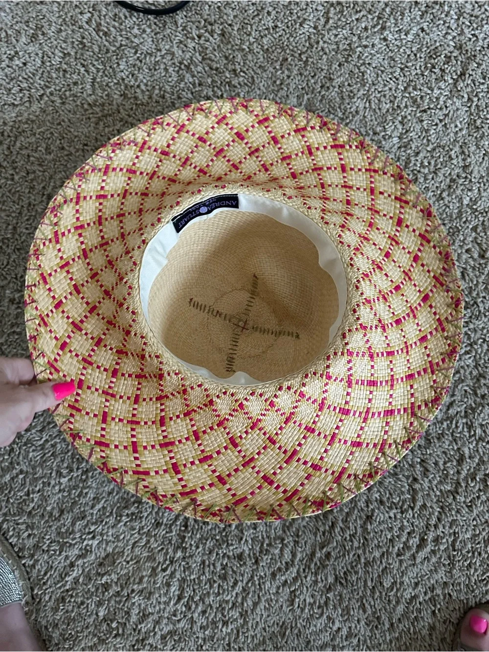Wide-Brim Straw Sun Hat with Pink Accent